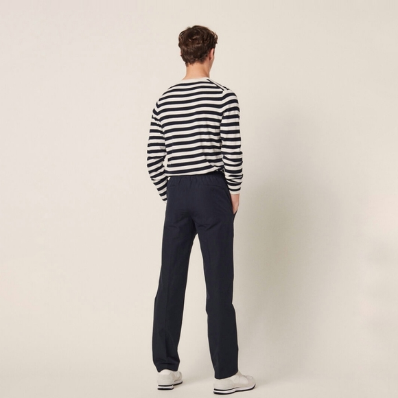 NWT Sandro Smart Cotton Linen Trousers Size US 34 EU 42 Navy Blue - Picture 2 of 15